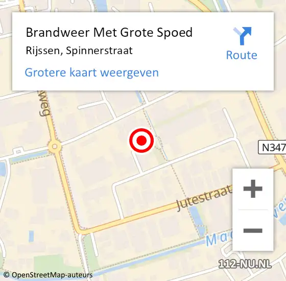 Locatie op kaart van de 112 melding: Brandweer Met Grote Spoed Naar Rijssen, Spinnerstraat op 29 augustus 2022 17:29