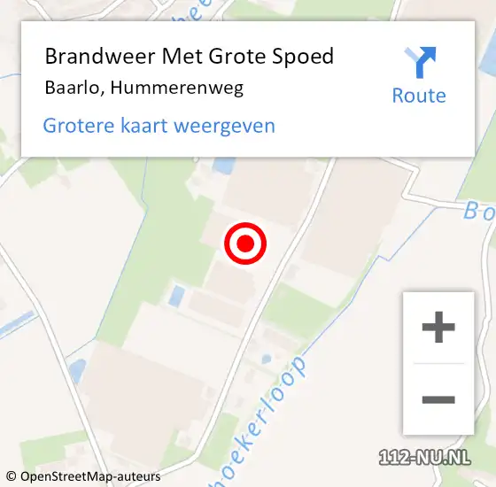 Locatie op kaart van de 112 melding: Brandweer Met Grote Spoed Naar Baarlo, Hummerenweg op 29 augustus 2022 17:31