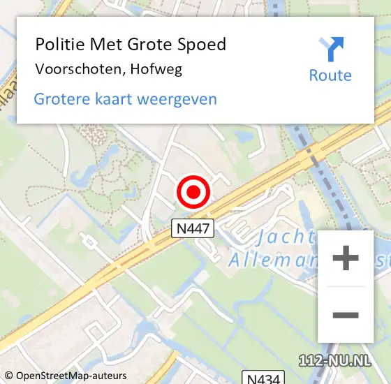 Locatie op kaart van de 112 melding: Politie Met Grote Spoed Naar Voorschoten, Hofweg op 29 augustus 2022 17:39