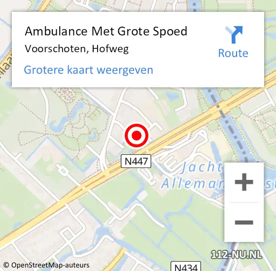 Locatie op kaart van de 112 melding: Ambulance Met Grote Spoed Naar Voorschoten, Hofweg op 29 augustus 2022 17:39