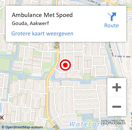 Locatie op kaart van de 112 melding: Ambulance Met Spoed Naar Gouda, Aakwerf op 29 augustus 2022 18:04