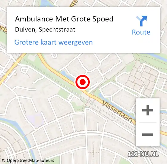 Locatie op kaart van de 112 melding: Ambulance Met Grote Spoed Naar Duiven, Spechtstraat op 29 augustus 2022 18:06