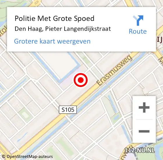 Locatie op kaart van de 112 melding: Politie Met Grote Spoed Naar Den Haag, Pieter Langendijkstraat op 29 augustus 2022 18:10