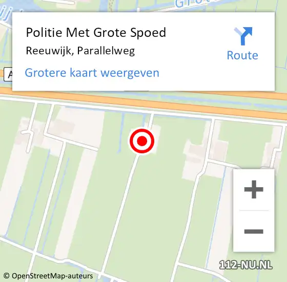 Locatie op kaart van de 112 melding: Politie Met Grote Spoed Naar Reeuwijk, Parallelweg op 29 augustus 2022 18:18