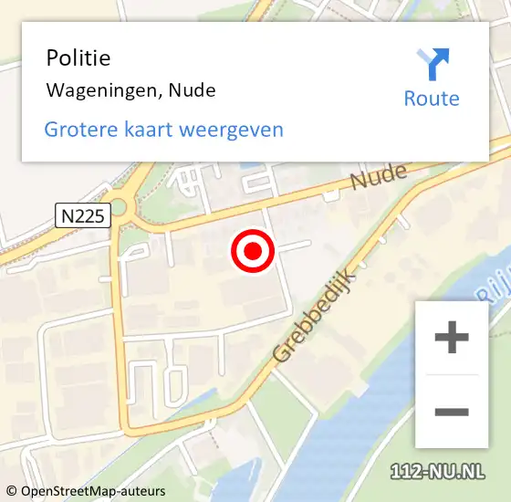 Locatie op kaart van de 112 melding: Politie Wageningen, Nude op 29 augustus 2022 18:30