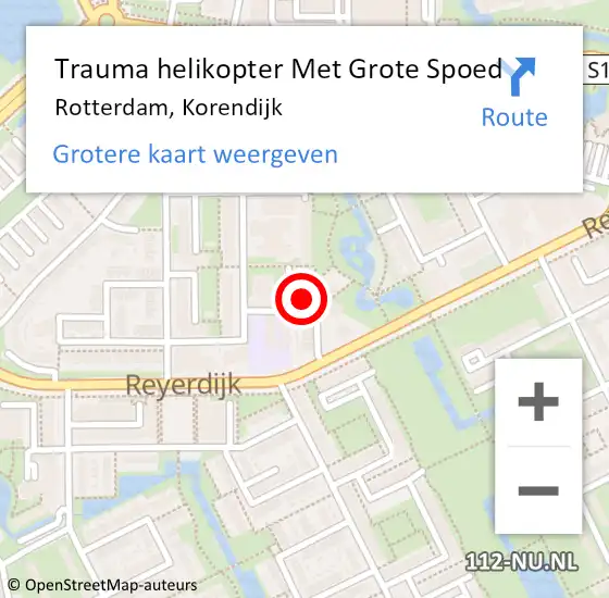 Locatie op kaart van de 112 melding: Trauma helikopter Met Grote Spoed Naar Rotterdam, Korendijk op 29 augustus 2022 19:01