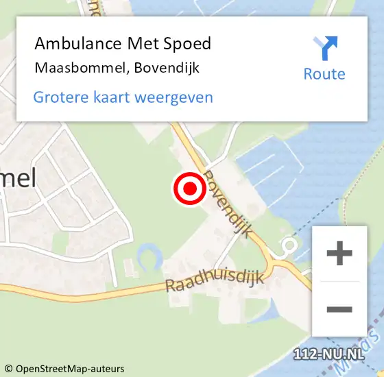 Locatie op kaart van de 112 melding: Ambulance Met Spoed Naar Maasbommel, Bovendijk op 29 augustus 2022 19:04