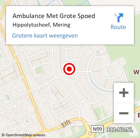 Locatie op kaart van de 112 melding: Ambulance Met Grote Spoed Naar Hippolytushoef, Mering op 29 augustus 2022 19:15