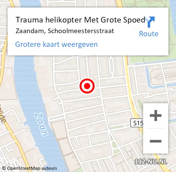 Locatie op kaart van de 112 melding: Trauma helikopter Met Grote Spoed Naar Zaandam, Schoolmeestersstraat op 29 augustus 2022 19:51