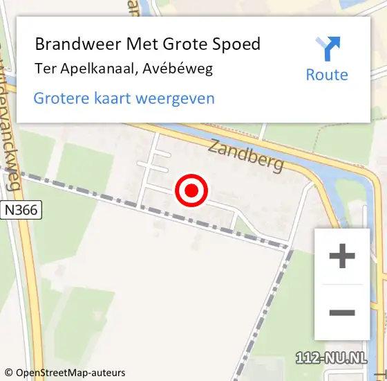 Locatie op kaart van de 112 melding: Brandweer Met Grote Spoed Naar Ter Apelkanaal, Avébéweg op 29 augustus 2022 19:55