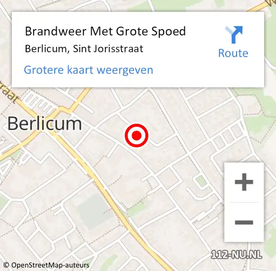 Locatie op kaart van de 112 melding: Brandweer Met Grote Spoed Naar Berlicum, Sint Jorisstraat op 29 augustus 2022 20:02