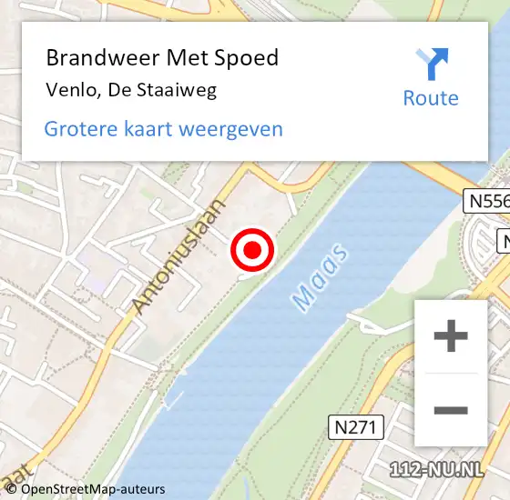 Locatie op kaart van de 112 melding: Brandweer Met Spoed Naar Venlo, De Staaiweg op 29 augustus 2022 20:49