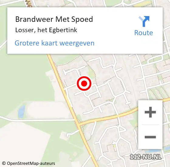 Locatie op kaart van de 112 melding: Brandweer Met Spoed Naar Losser, het Egbertink op 29 augustus 2022 21:06