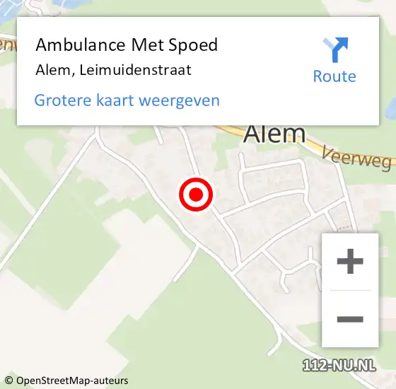 Locatie op kaart van de 112 melding: Ambulance Met Spoed Naar Alem, Leimuidenstraat op 29 augustus 2022 21:23