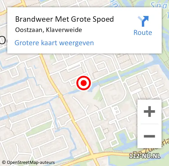 Locatie op kaart van de 112 melding: Brandweer Met Grote Spoed Naar Oostzaan, Klaverweide op 29 augustus 2022 21:39