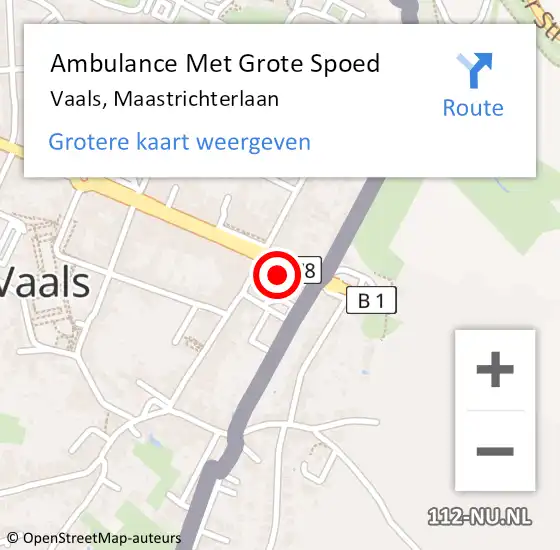 Locatie op kaart van de 112 melding: Ambulance Met Grote Spoed Naar Vaals, Maastrichterlaan op 9 oktober 2013 18:23