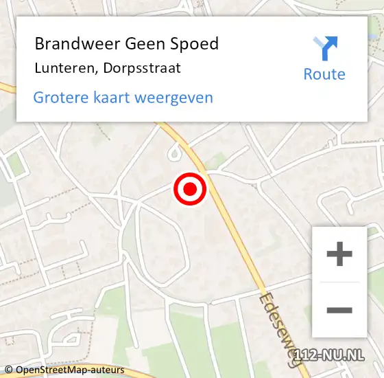 Locatie op kaart van de 112 melding: Brandweer Geen Spoed Naar Lunteren, Dorpsstraat op 29 augustus 2022 22:00