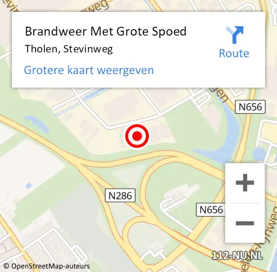 Locatie op kaart van de 112 melding: Brandweer Met Grote Spoed Naar Tholen, Stevinweg op 29 augustus 2022 22:10