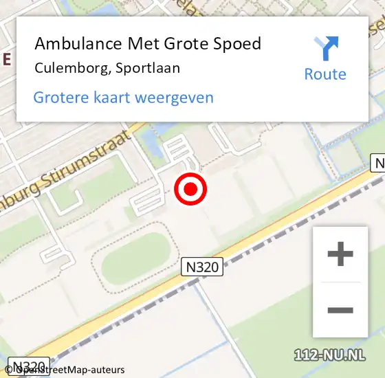 Locatie op kaart van de 112 melding: Ambulance Met Grote Spoed Naar Culemborg, Sportlaan op 29 augustus 2022 22:18