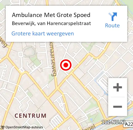 Locatie op kaart van de 112 melding: Ambulance Met Grote Spoed Naar Beverwijk, van Harencarspelstraat op 29 augustus 2022 22:39