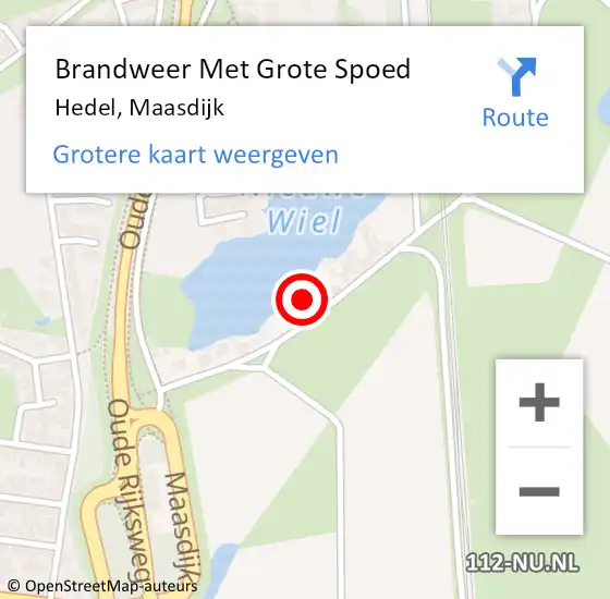 Locatie op kaart van de 112 melding: Brandweer Met Grote Spoed Naar Hedel, Maasdijk op 29 augustus 2022 22:53