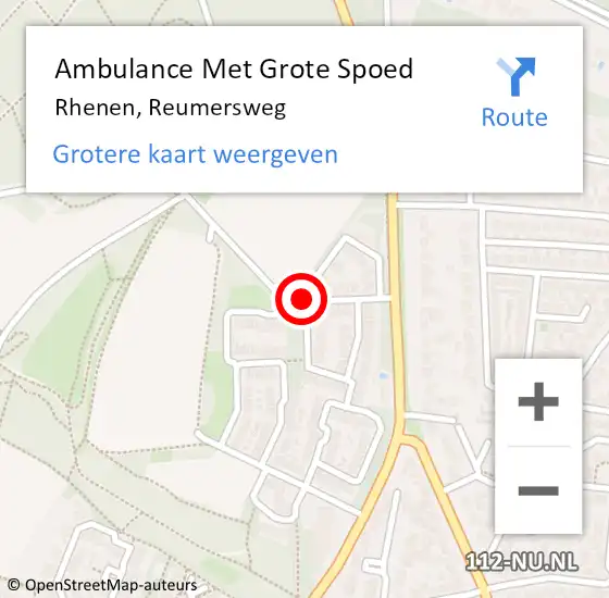 Locatie op kaart van de 112 melding: Ambulance Met Grote Spoed Naar Rhenen, Reumersweg op 29 augustus 2022 22:54