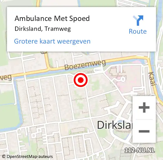 Locatie op kaart van de 112 melding: Ambulance Met Spoed Naar Dirksland, Tramweg op 29 augustus 2022 22:56