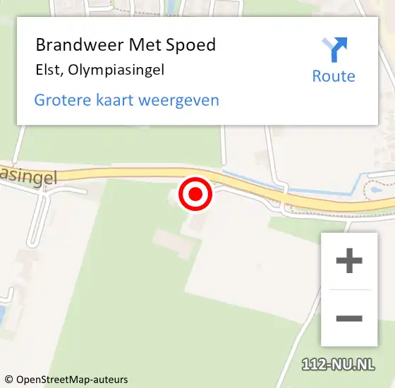 Locatie op kaart van de 112 melding: Brandweer Met Spoed Naar Elst, Olympiasingel op 29 augustus 2022 22:56