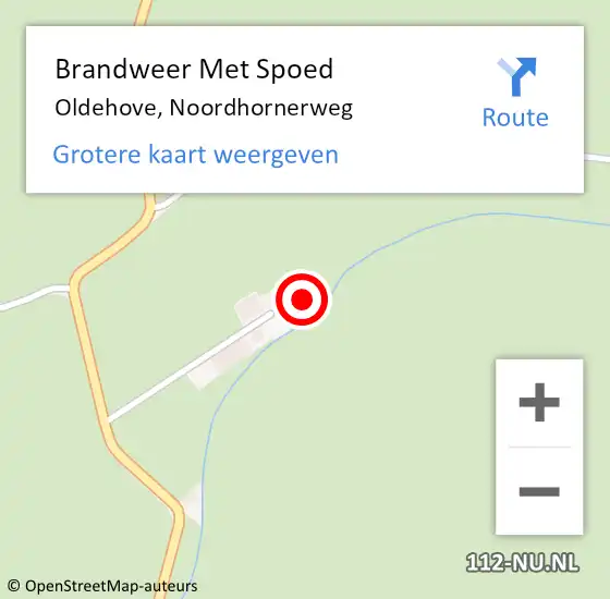 Locatie op kaart van de 112 melding: Brandweer Met Spoed Naar Oldehove, Noordhornerweg op 29 augustus 2022 23:44