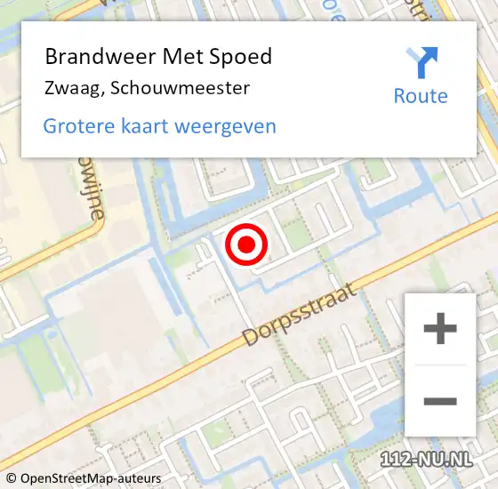 Locatie op kaart van de 112 melding: Brandweer Met Spoed Naar Zwaag, Schouwmeester op 30 augustus 2022 01:13