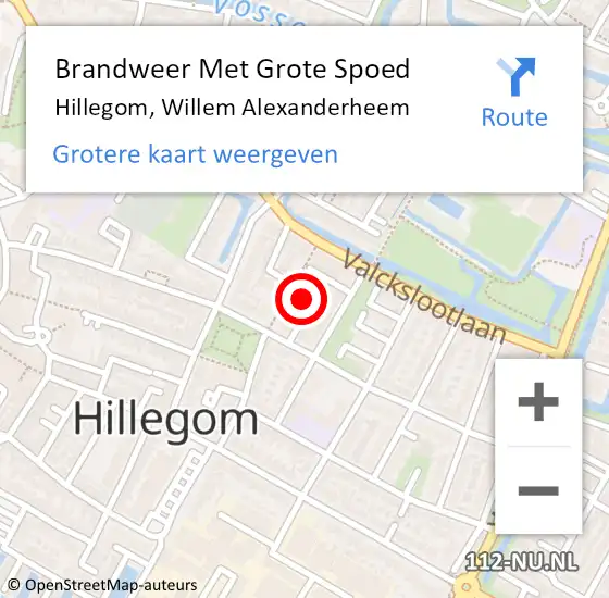 Locatie op kaart van de 112 melding: Brandweer Met Grote Spoed Naar Hillegom, Willem Alexanderheem op 30 augustus 2022 01:31