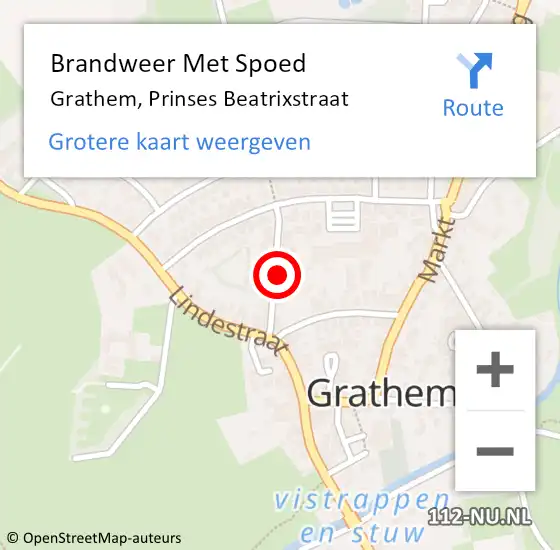 Locatie op kaart van de 112 melding: Brandweer Met Spoed Naar Grathem, Prinses Beatrixstraat op 30 augustus 2022 01:36