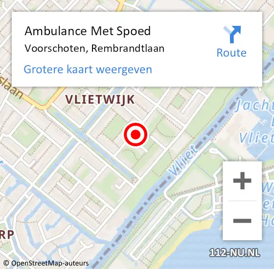 Locatie op kaart van de 112 melding: Ambulance Met Spoed Naar Voorschoten, Rembrandtlaan op 30 augustus 2022 02:44
