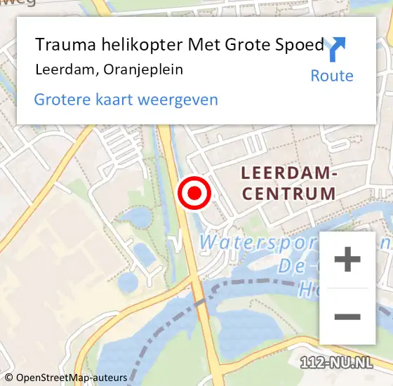 Locatie op kaart van de 112 melding: Trauma helikopter Met Grote Spoed Naar Leerdam, Oranjeplein op 30 augustus 2022 05:21