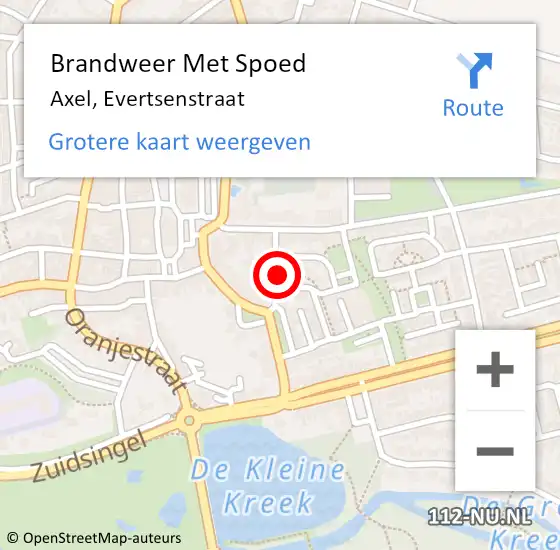 Locatie op kaart van de 112 melding: Brandweer Met Spoed Naar Axel, Evertsenstraat op 30 augustus 2022 05:59