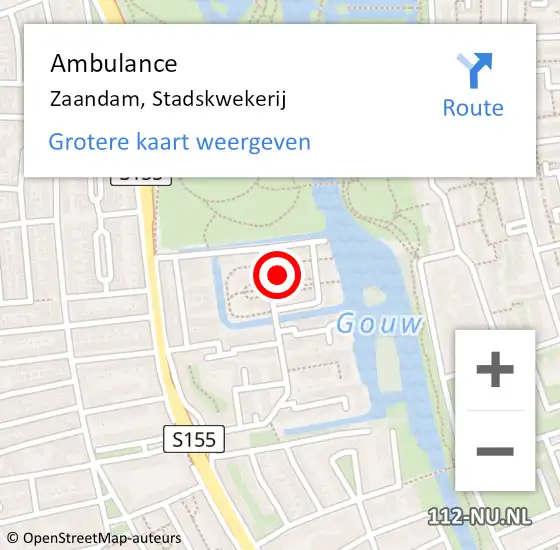 Locatie op kaart van de 112 melding: Ambulance Zaandam, Stadskwekerij op 30 augustus 2022 06:44