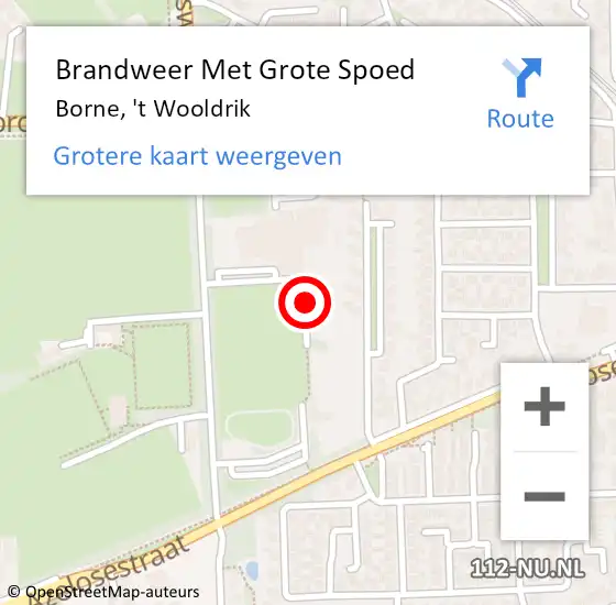 Locatie op kaart van de 112 melding: Brandweer Met Grote Spoed Naar Borne, 't Wooldrik op 30 augustus 2022 07:01