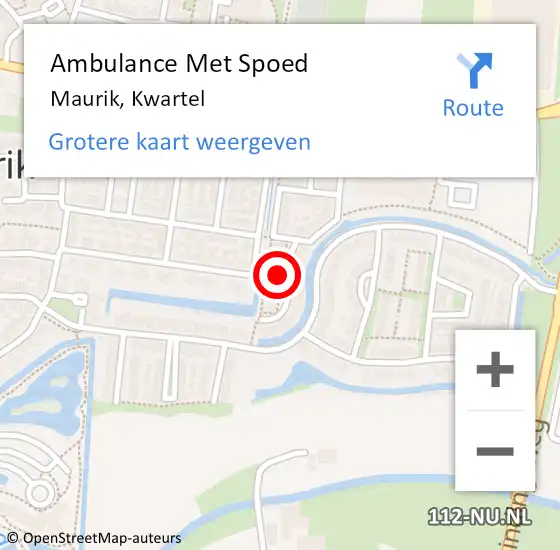 Locatie op kaart van de 112 melding: Ambulance Met Spoed Naar Maurik, Kwartel op 30 augustus 2022 07:08