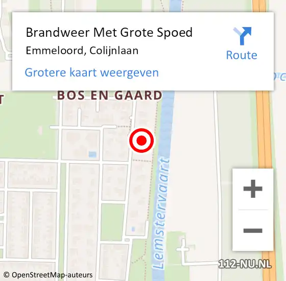 Locatie op kaart van de 112 melding: Brandweer Met Grote Spoed Naar Emmeloord, Colijnlaan op 30 augustus 2022 07:20