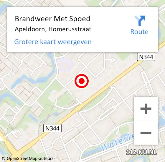 Locatie op kaart van de 112 melding: Brandweer Met Spoed Naar Apeldoorn, Homerusstraat op 30 augustus 2022 07:24