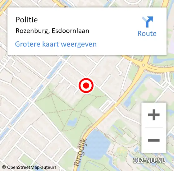 Locatie op kaart van de 112 melding: Politie Rozenburg, Esdoornlaan op 30 augustus 2022 07:31