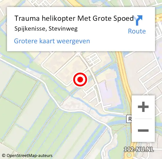 Locatie op kaart van de 112 melding: Trauma helikopter Met Grote Spoed Naar Spijkenisse, Stevinweg op 30 augustus 2022 07:43