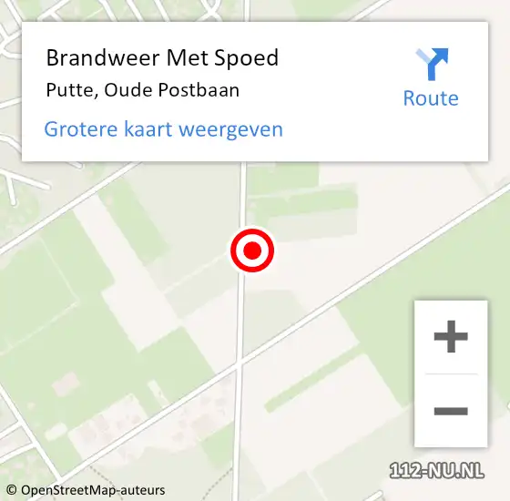 Locatie op kaart van de 112 melding: Brandweer Met Spoed Naar Putte, Oude Postbaan op 30 augustus 2022 08:03