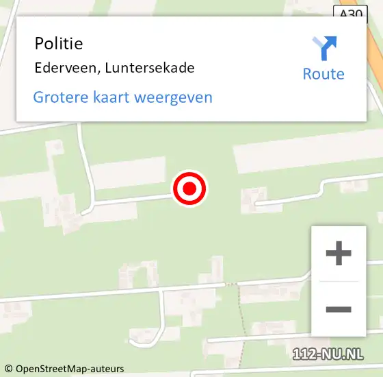 Locatie op kaart van de 112 melding: Politie Ederveen, Luntersekade op 30 augustus 2022 08:28