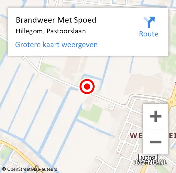 Locatie op kaart van de 112 melding: Brandweer Met Spoed Naar Hillegom, Pastoorslaan op 30 augustus 2022 08:57