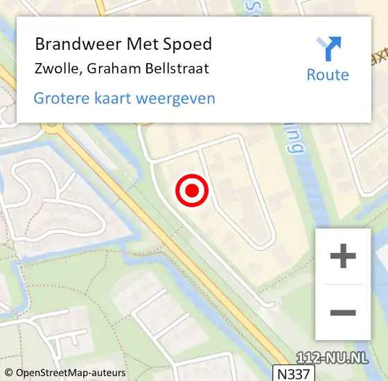 Locatie op kaart van de 112 melding: Brandweer Met Spoed Naar Zwolle, Graham Bellstraat op 30 augustus 2022 08:58