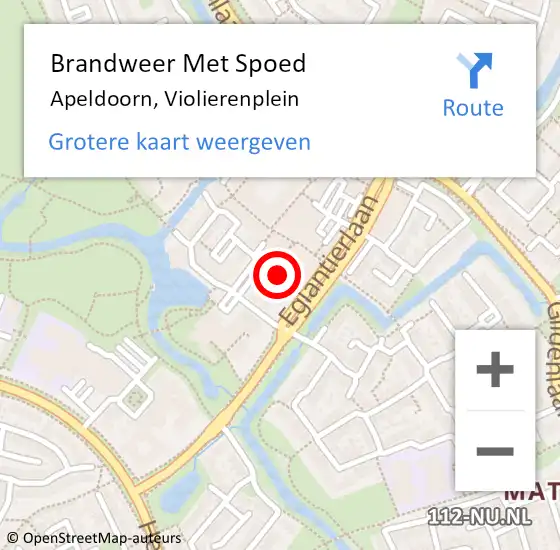 Locatie op kaart van de 112 melding: Brandweer Met Spoed Naar Apeldoorn, Violierenplein op 30 augustus 2022 09:13