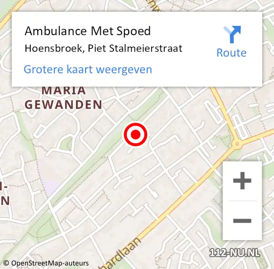 Locatie op kaart van de 112 melding: Ambulance Met Spoed Naar Hoensbroek, Piet Stalmeierstraat op 28 juli 2014 08:11