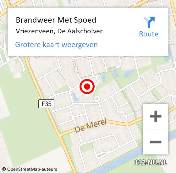 Locatie op kaart van de 112 melding: Brandweer Met Spoed Naar Vriezenveen, De Aalscholver op 30 augustus 2022 10:02