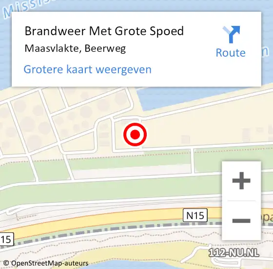 Locatie op kaart van de 112 melding: Brandweer Met Grote Spoed Naar Maasvlakte, Beerweg op 30 augustus 2022 10:08